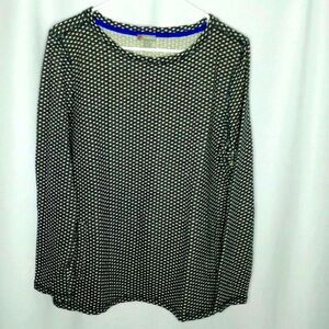Talbots Loose Fit Tunic Top Long Sleeve Blouse Pockets Polka Dot Cotton sz: Lrge